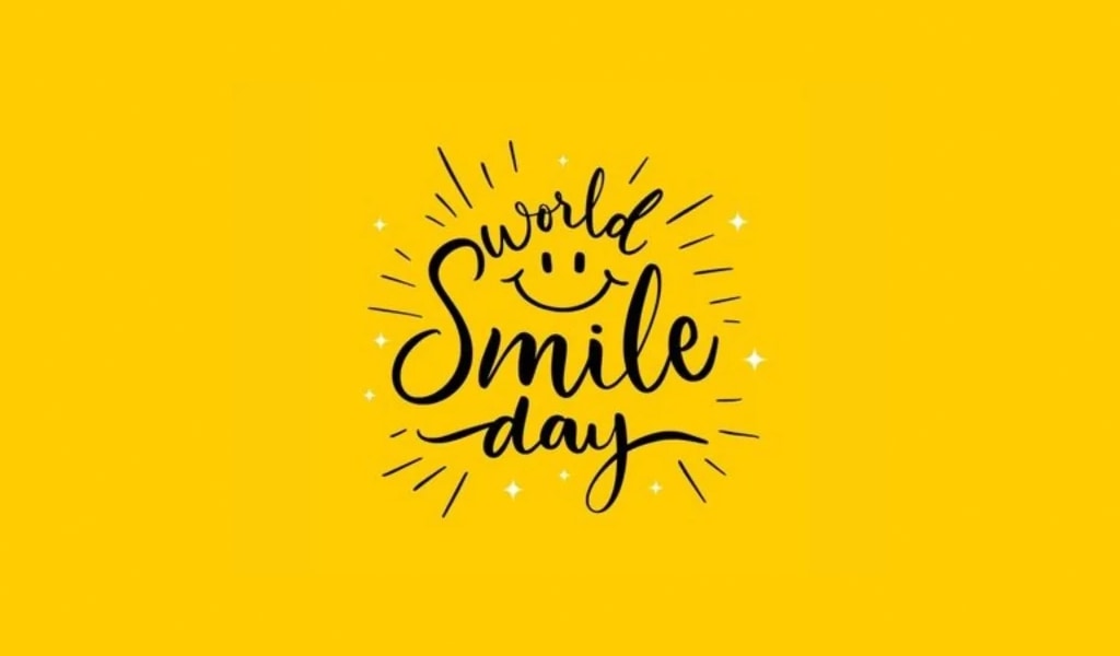 Muskan diwas, world smile day poster in yellow background